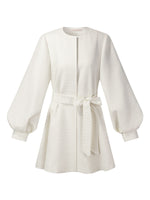 Tweed Balloon Sleeves A-Line Women Wrap Coat GOELIA