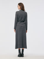 Wool Blend Mock Neck Sweater And A-Line Skirt Two-Piece Set With Belt GOELIA
