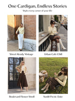 100% Merino Wool Contrasting Buttons Women Cardigan GOELIA