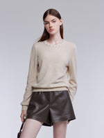 [Preview] 100% Cashmere Embroidered Crew Neck Women Sweater GOELIA