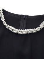 Triacetate Blend Beaded Neck Women Mini Dress GOELIA