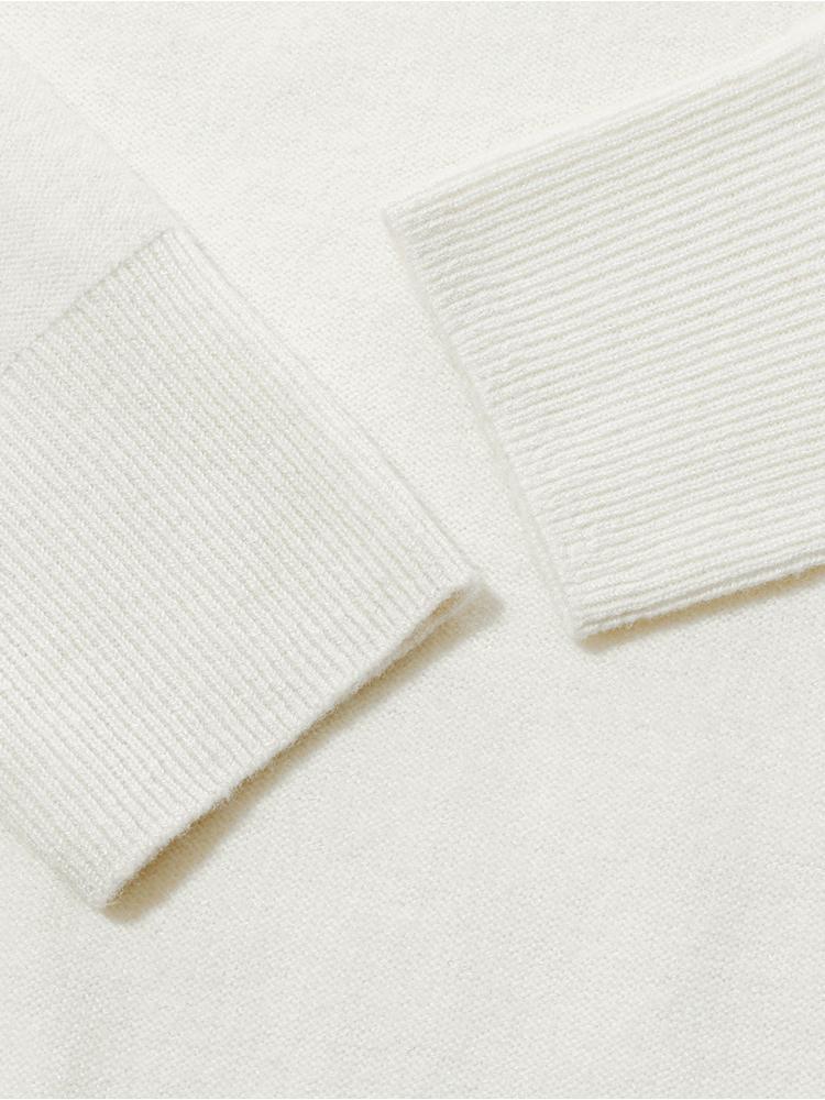 White Wool Sequins Seamless Mock Neck Women Sweater GOELIA