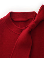 Tencel Wool Women Coat With Detachable Bowknot GOELIA