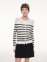 Acetate Cotton Blend Stripe Women Cardigan GOELIA