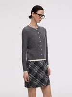 Faux Two-Piece Cardigan And Plaid Skirt Two-Piece Set GOELIA