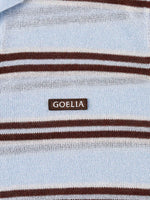 [Preview] Crew Neck Stripe Women Polo Knit Top GOELIA