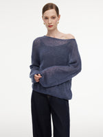 Cashmere Mulberry Silk Blend Boat Neck Women Knit Top GOELIA