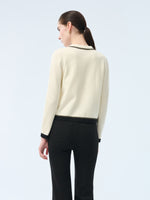 Tencel Blend Contrast Trim Women Cardigan GOELIA