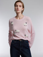 [Preview] Alpaca Wool Blend Sheep Embroidered Women Sweater GOELIA