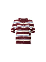 Tencel Blend Multicolored Stripe Letter Embroidered Women Cardigan GOELIA