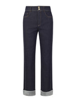 Denim High-Waisted Fleece Lined Women Folded Jeans GOELIA