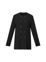 Machine Washable Wool Blend H-Line Double-Breasted Unisex Coat GOELIA