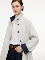 Cotton Blend Relaxed A-Line Women Mid Length Trench Coat GOELIA