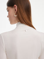 [Preview] Tencel Acetate Silk Blend Women Mock Neck Knit Top GOELIA