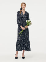 Floral Print Lantern Slit Sleeve Women Maxi Dress With Scrunchie GOELIA