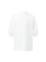 Puff Sleeves V-Neck Women Shirt With Silk Scarf GOELIA