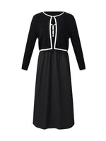 Lyocell Blend Cardigan And Patchwork Strap Maxi Dress Two-Piece Set GOELIA