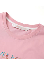 [Preview] Cotton Beaded Letter Women T-Shirt GOELIA
