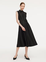 18MM Gambiered Canton Gauze Women Midi Dress With Belt GOELIA