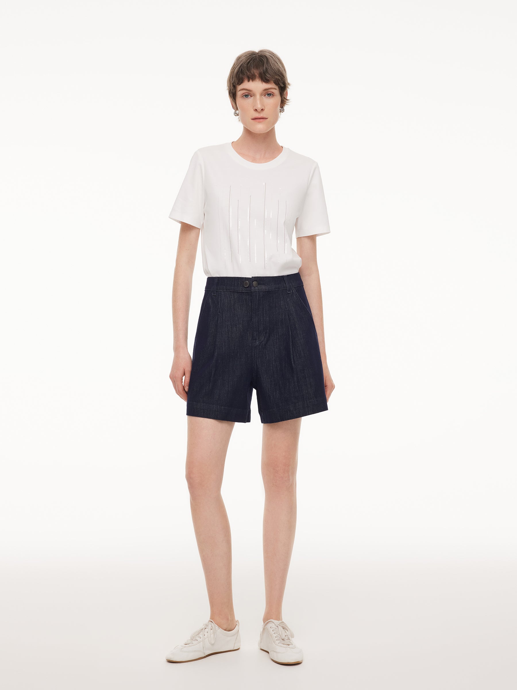 Stretchy Denim Adjustable Waist Women Shorts GOELIA