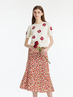 Tencel Rose Jacquard Women Knit Top GOELIA