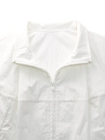 Cotton Blend Bubble Hem Women Crinkle Cropped Zip Jacket GOELIA