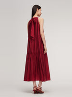 Tencel Blend Halter Maxi Dress With Detachable Flower GOELIA
