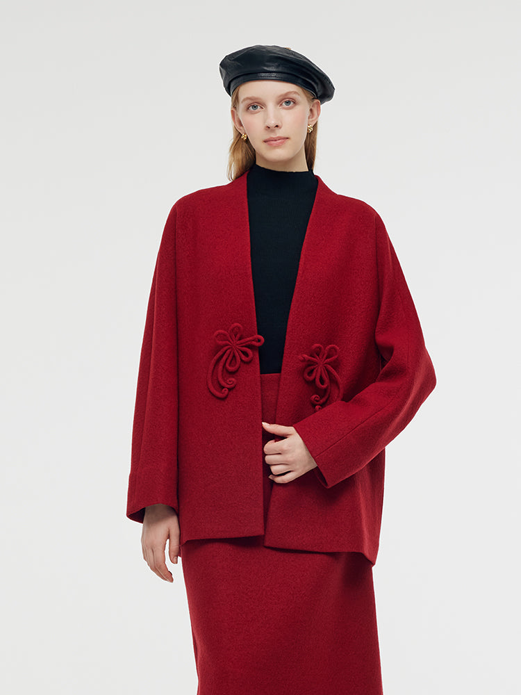 100% Wool New Chinese-Style Women Coat GOELIA