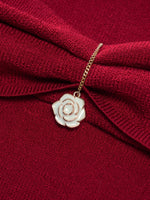Lyocell Blend Off Shoulder Women Knit Top With Detachable Magnetic Flower GOELIA