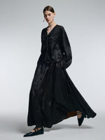 19MM Gambiered Canton Gauze Women Jacquard A-Line Skirt GOELIA