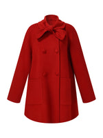 Tencel Wool Blend Double-Faced Women Coat With Detachable Collar GOELIA