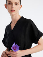 Xiang Yun Silk V-Neck Midi Dress GOELIA