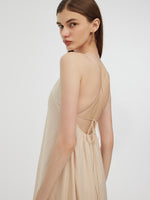 100% Acetate Women Slip Backless Maxi Dress GOELIA