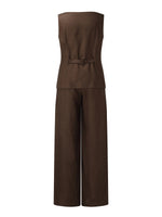 100% Linen Vest And Pants Two-Piece Set GOELIA