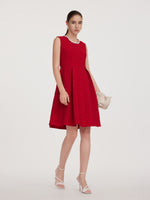 Jacquard Beaded Round Neck Women Sleeveless Mini Dress GOELIA