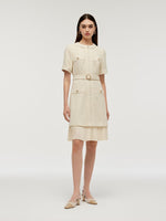 Wool Blend Tweed Women Mini Dress With Belt GOELIA