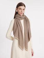 Contrast Trim Asymmectical Cashmere Scarf GOELIA