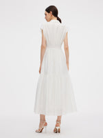 Tencel Blend Women Cap Sleeve Maxi Dress With Ribbon GOELIA