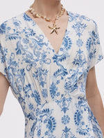 Floral Print Asymmetric Hem Women V-Neck Maxi Dress GOELIA