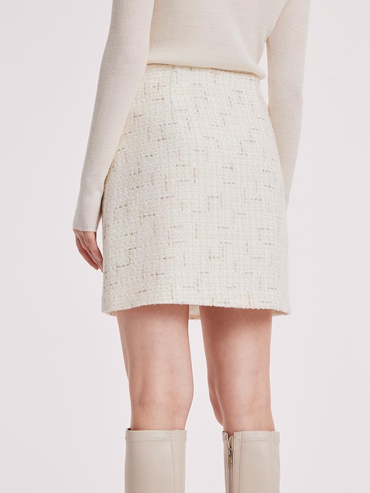 White A-Line Tweed Mini Skirt GOELIA