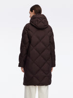 Diamond Quilted Hooded Unisex Long Goose Down Coat GOELIA