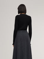 Tencel Wool Blend Mock Neck Women Knit Top GOELIA
