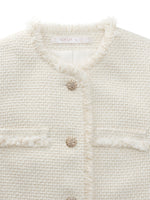 Wool Blend Tweed Fringe Trim Women Jacket GOELIA