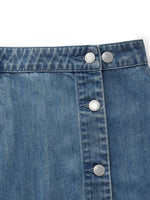100% Cotton Denim Glitter Adjustable Waist Women Skirt GOELIA