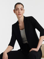 Triacetate 3/4 Sleeves Women Crop Blazer GOELIA