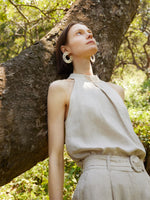 100% Linen Women Halter Tank Top GOELIA