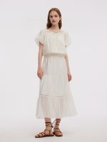 Tencel Blend Embroidered Women Top GOELIA