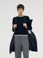 Hooded Goose Down Coat With Knit Cuff GOELIA