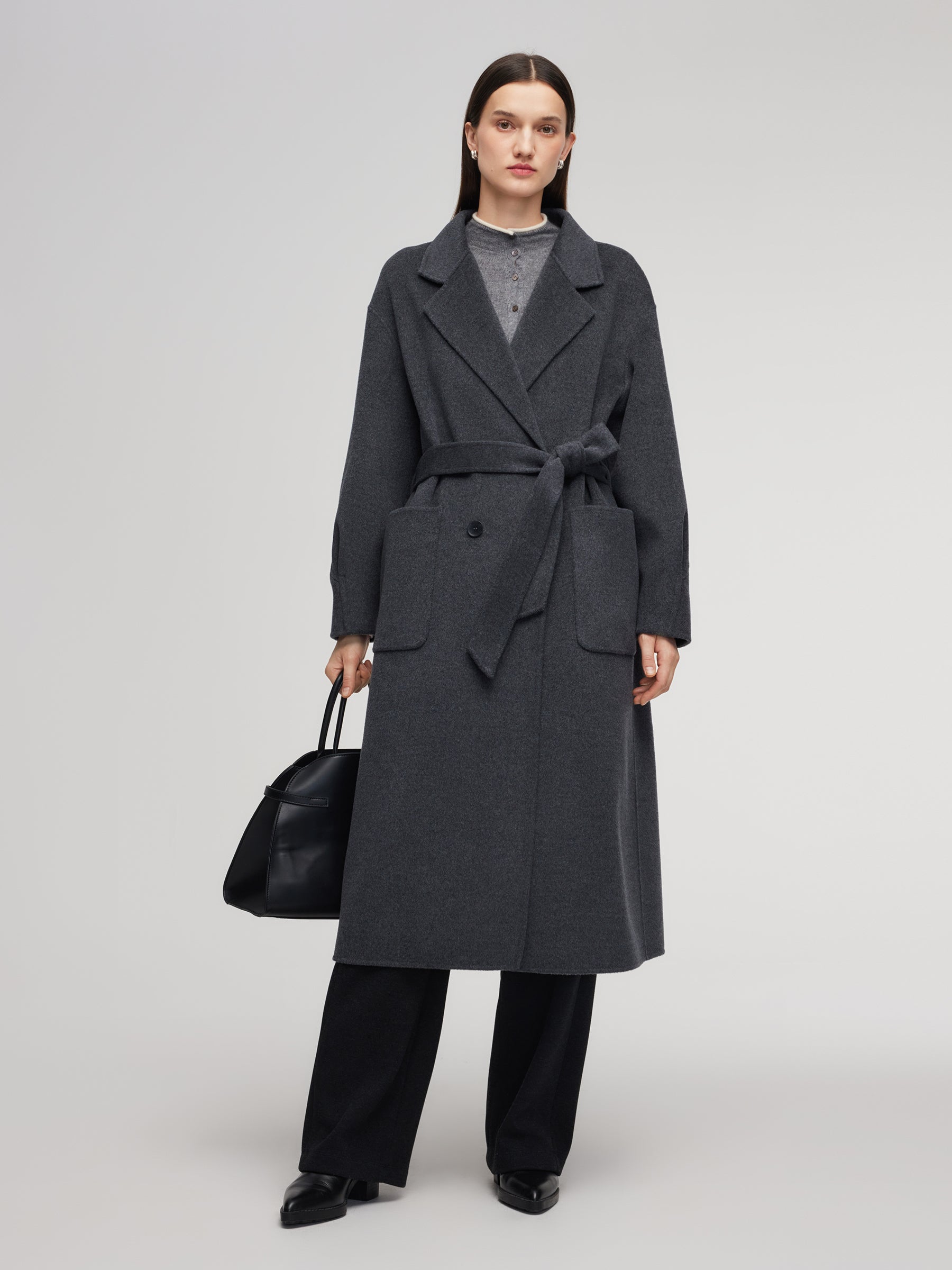 100% Wool Double-Faced Women Wrap Overcoat GOELIA
