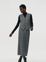 Washable Wool Vest And Skirt And Knit Top Three-Piece Set GOELIA